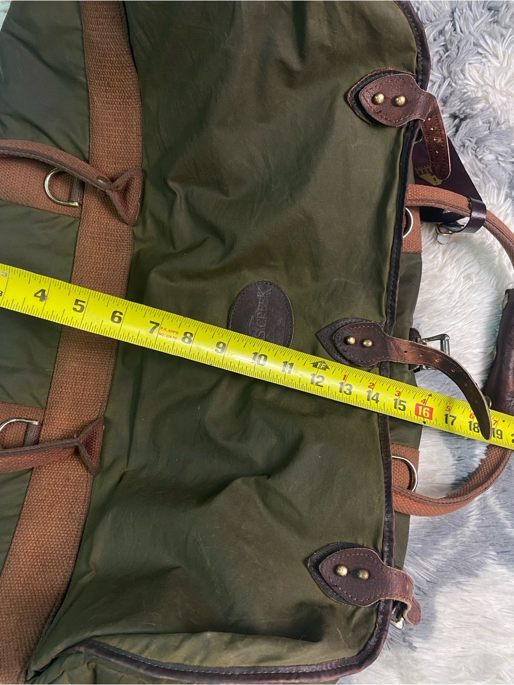 Vtg Lewis Creek Duffle Bag Travel Fishing Leather Missing Shoulder Strap USA - Picture 8 of 10